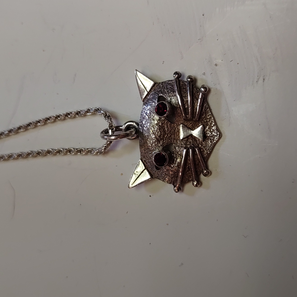 Silver, Ruby Cat Necklace - image 6